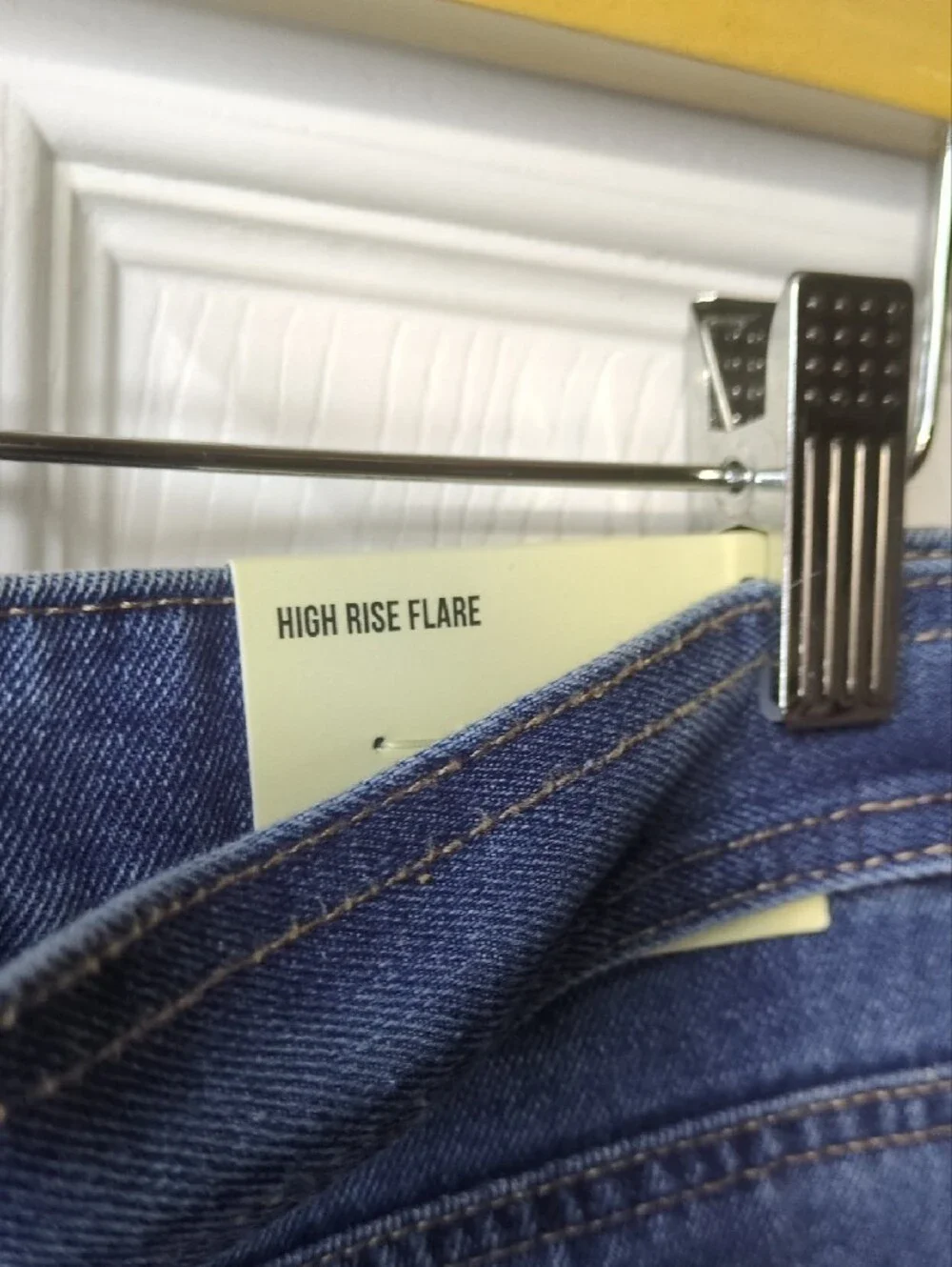 High Rise Flare Blue Straight-Leg Jeans w/ Loop Belt Retro Hippie Size 29 Nwt